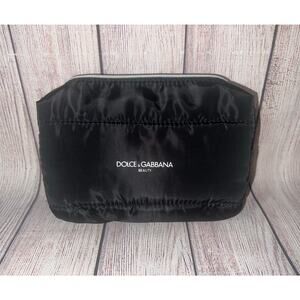 Dolce & Gabbana Beauty BLACK QUILTED Cosmetic Pouch Makeup Bag NEW